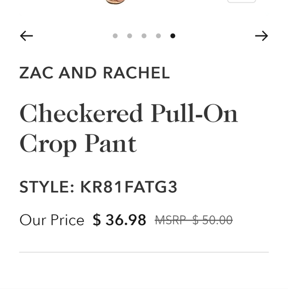 Zac & Rachel Women's Blue/White Checkered Pull-On Crop Casual Pants - Picture 10 of 10